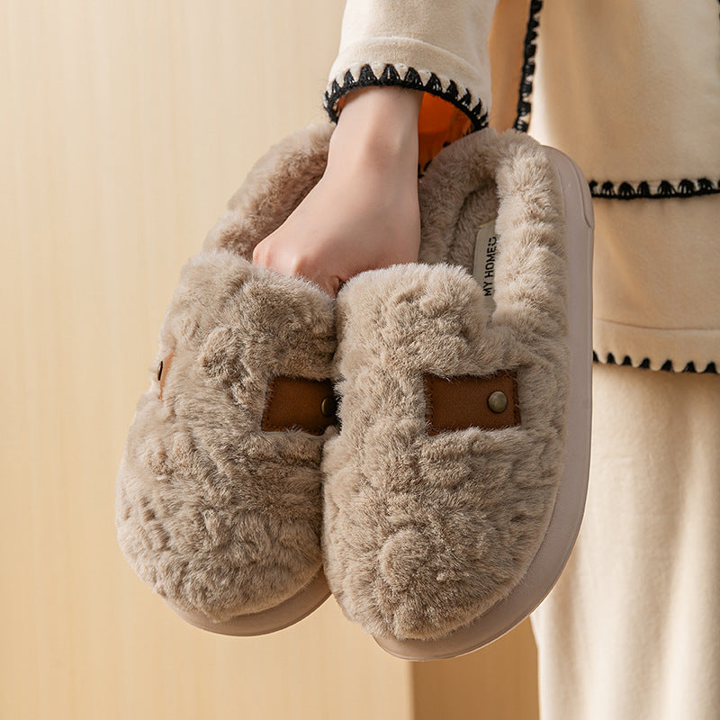 Simple plush cotton slippers, photo 6