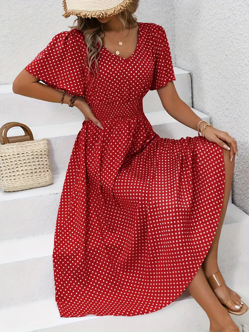 V-neck polka dot polo dress, photo 4