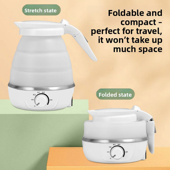 Folding portable electric kettle in white, blue and pink