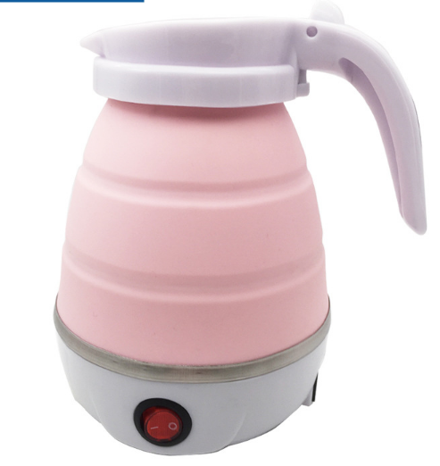 Folding portable electric kettle in white, blue and pink, photo 4