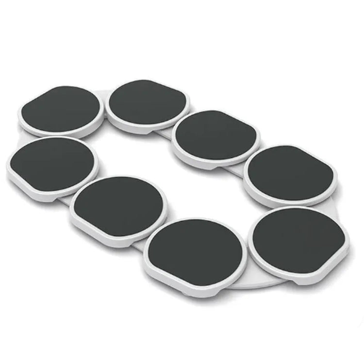 Rotating dinner plates set fully loaded with shared dishes at a dinner party