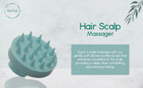 Scalp massager being used in the shower with shampoo