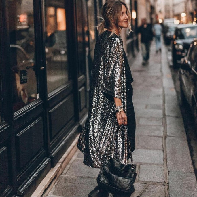 Women's sequin cardigan coat