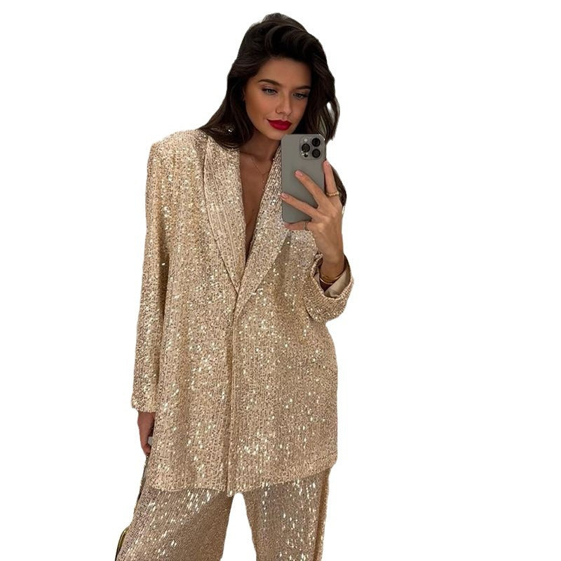 Elegant sequin top and pants set, photo 5