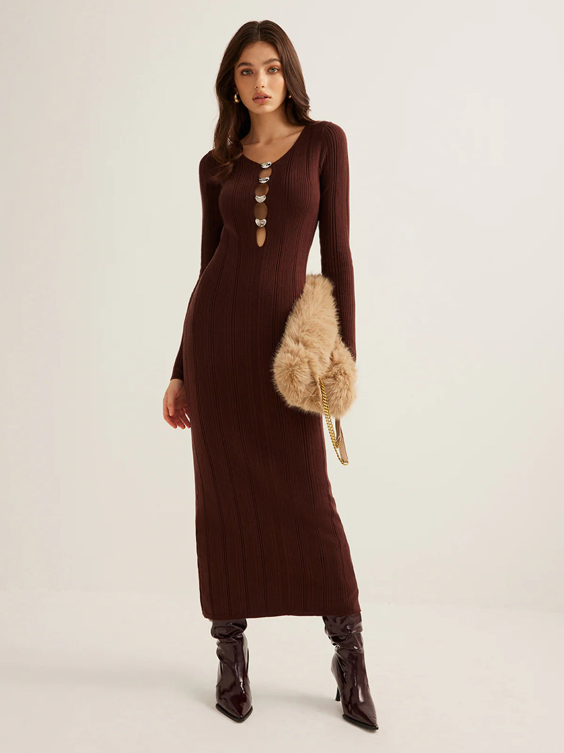 Slim-Fit Long Sleeve Knit Dress
