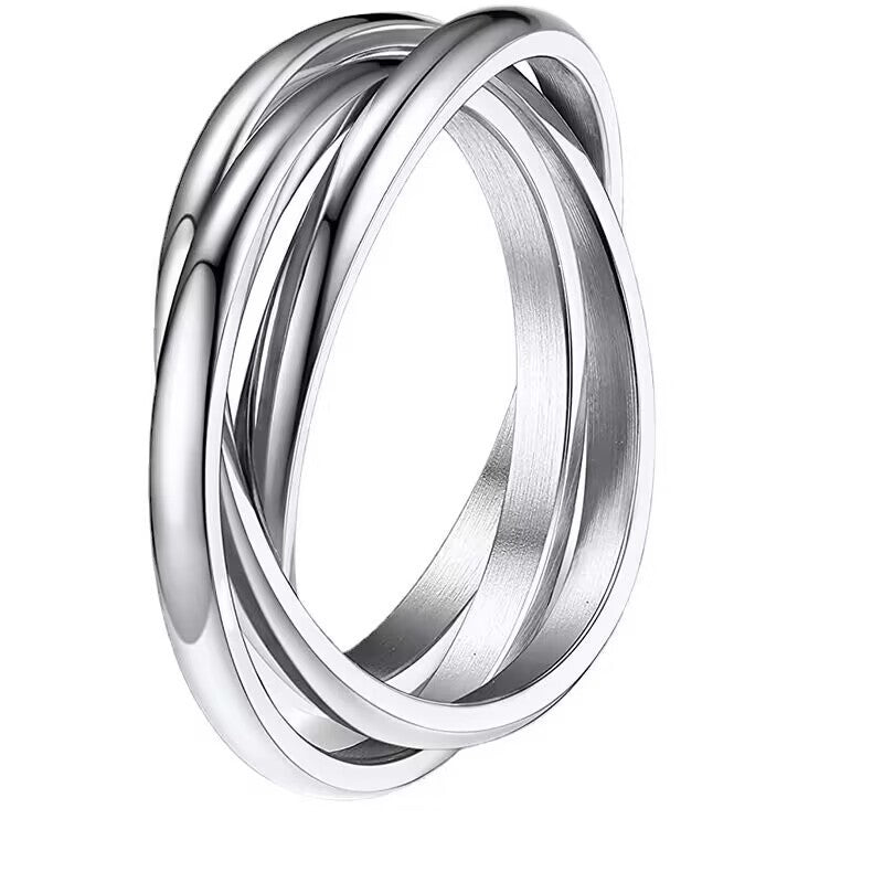 Three Rings Titanium Steel Couple Ring