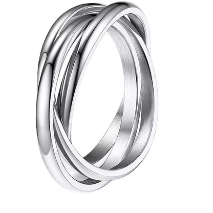 Three Rings Titanium Steel Couple Ring