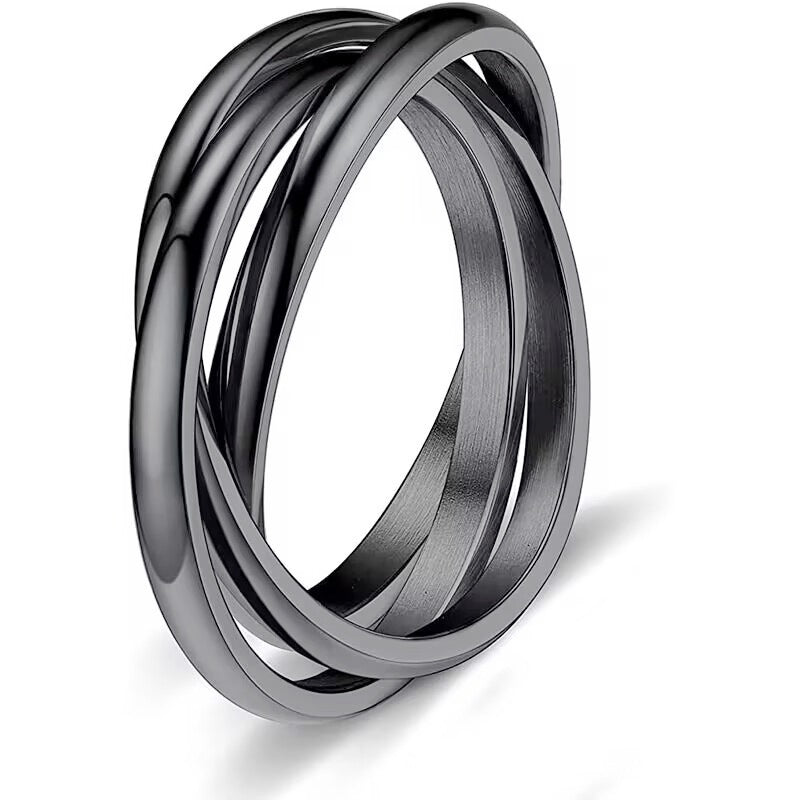 Three Rings Titanium Steel Couple Ring