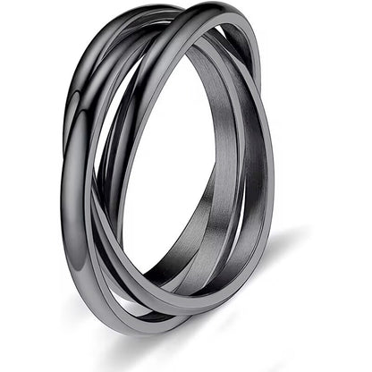 Three Rings Titanium Steel Couple Ring