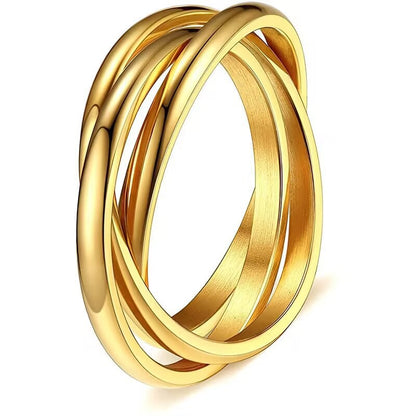 Three Rings Titanium Steel Couple Ring