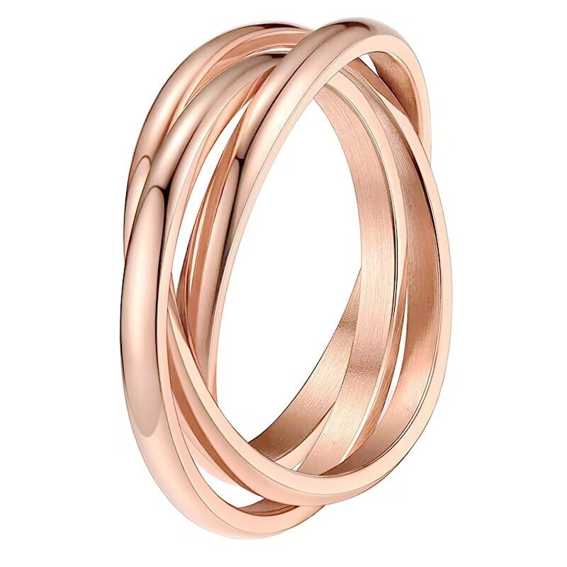Three Rings Titanium Steel Couple Ring