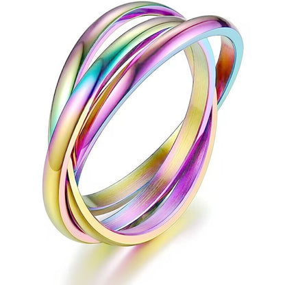Three Rings Titanium Steel Couple Ring
