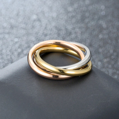 Three Rings Titanium Steel Couple Ring
