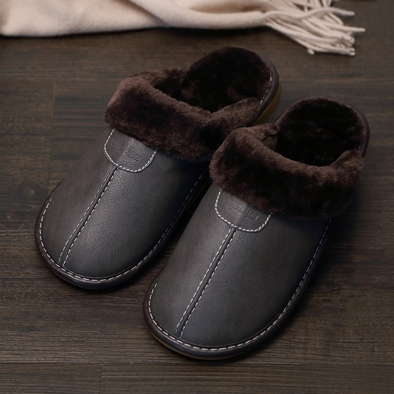 Men's Indoor Cotton Slippers in Gray, Navy, Black and Brown, image 2 of 13