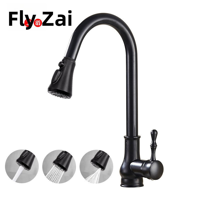 European-Style Pull Faucet in Antique, Gold, Black and Electroplated, image 7 of 16