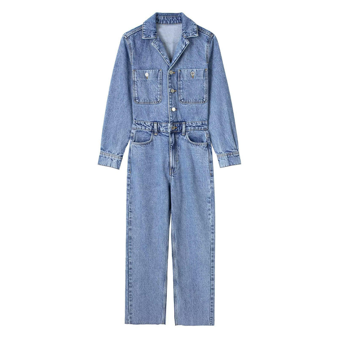 Straight Denim Jumpsuit, S to L, image 6 of 9