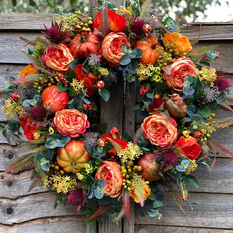 Autumn Pumpkin Flower Wreath Door Decoration, 3 Sizes, image 7 of 8