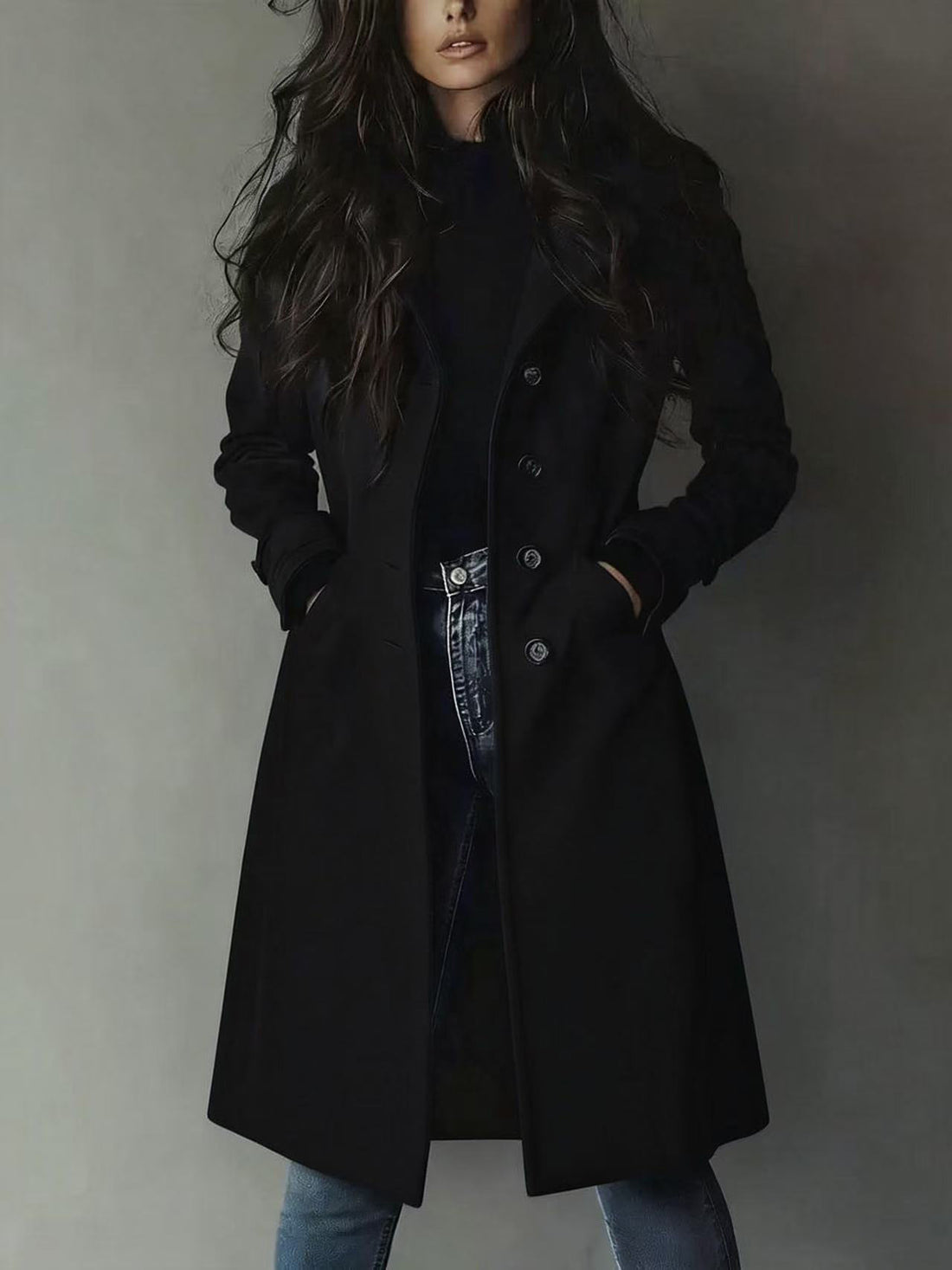 Women's Lapel Long Coat, 4 Colors, S to XXL, image 8 of 25