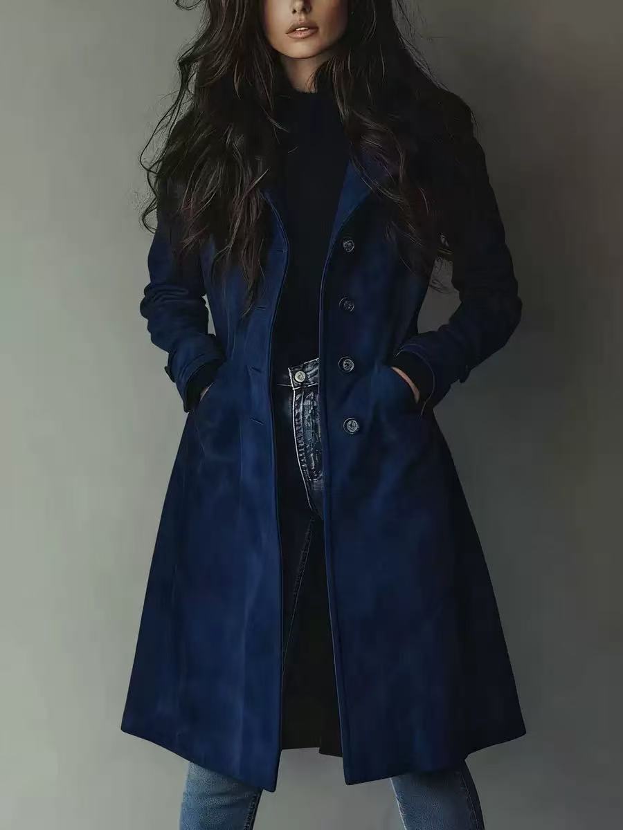 Women's Lapel Long Coat, 4 Colors, S to XXL, image 6 of 25
