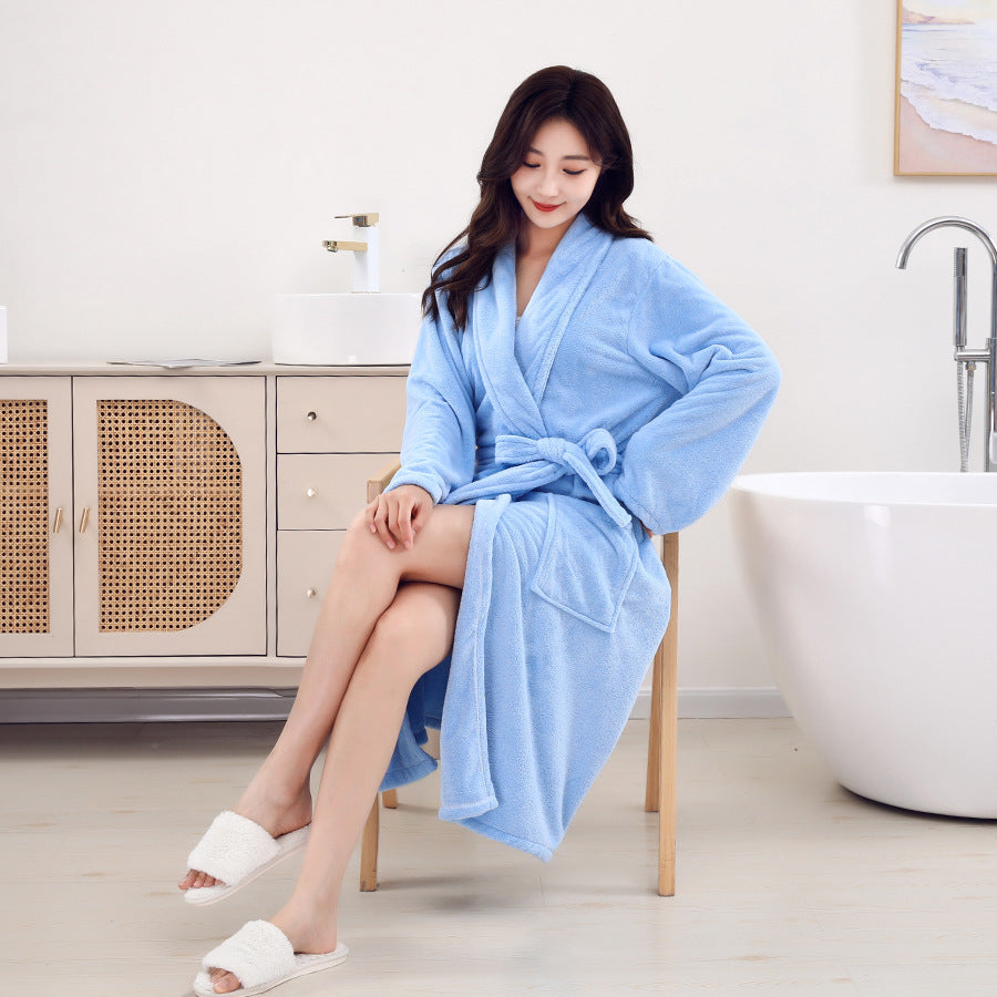 Plain nightgown robe in blue-gray