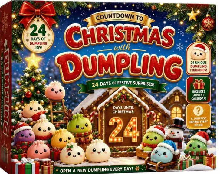 Countdown to Christmas with Dumpling 24-day advent calendar in a red holiday box