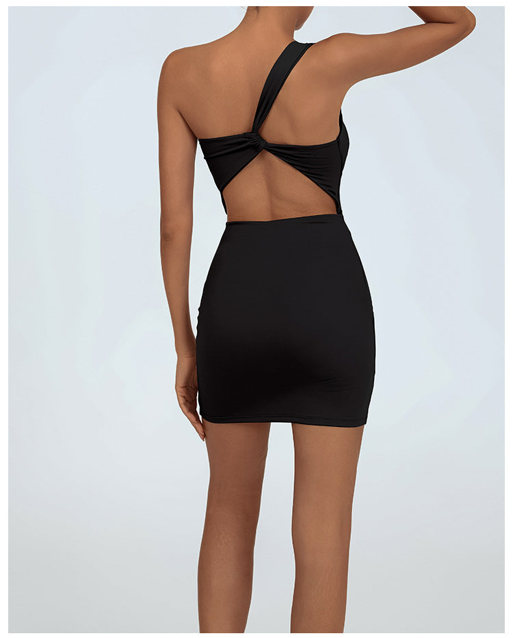 Women's one-shoulder twist back athletic tennis dress, photo 7