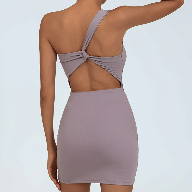 Women's one-shoulder twist back athletic tennis dress, photo 6