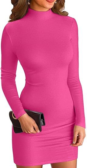 Women's long sleeve turtleneck bodycon dress, photo 8