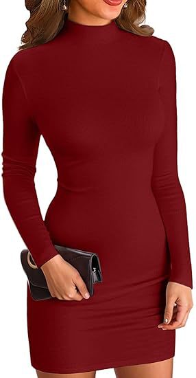 Women's long sleeve turtleneck bodycon dress, photo 6