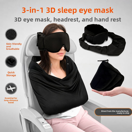 Portable 3D sleep mask with headrest and hand support