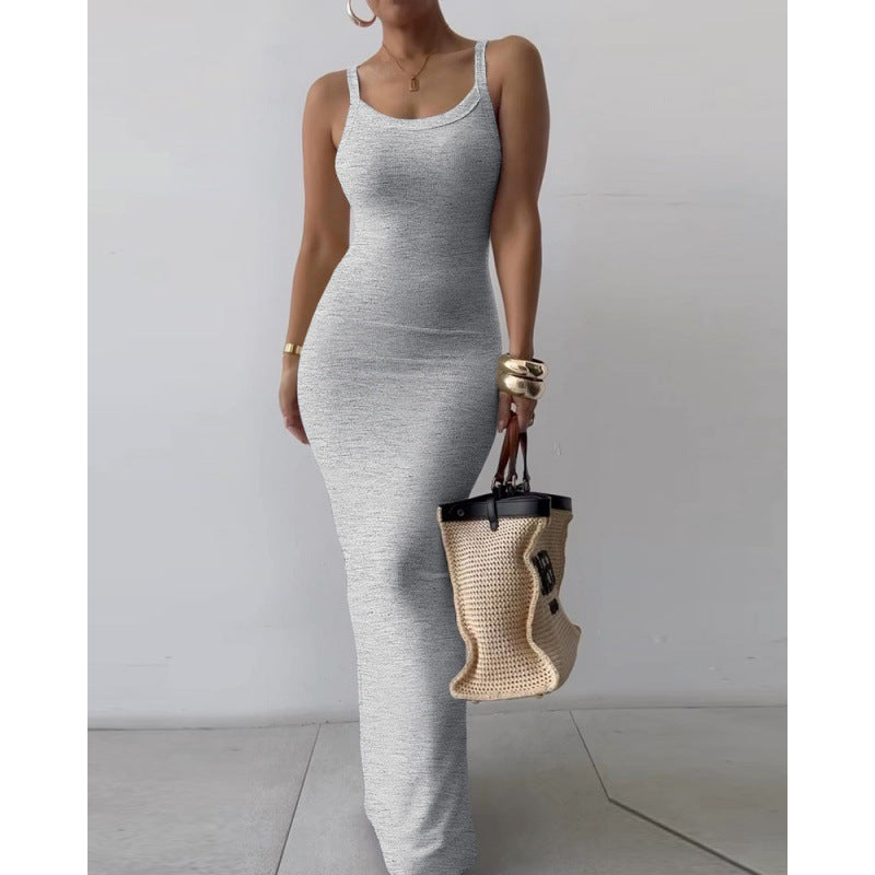 Slim-fit sleeveless maxi dress with spaghetti straps, photo 6