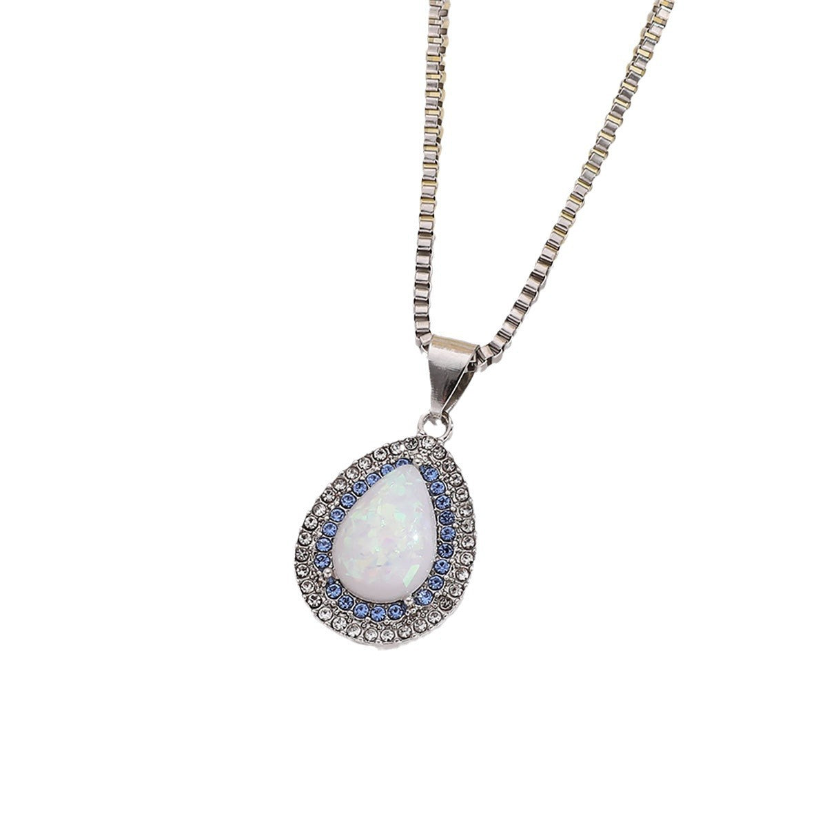 Water drop diamond clavicle chain necklace on white background