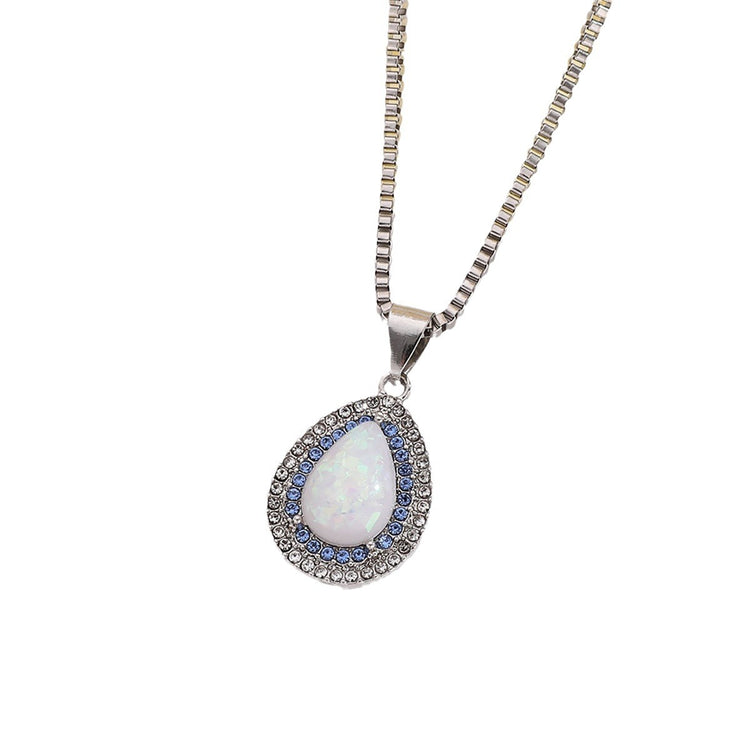 Water drop diamond clavicle chain necklace on white background