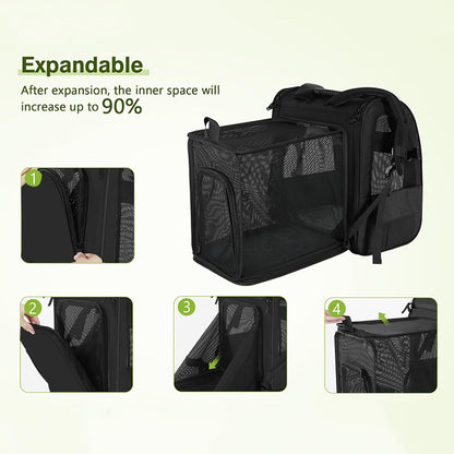Steps for opening the expandable back panel, which increases interior space up to 90 percent