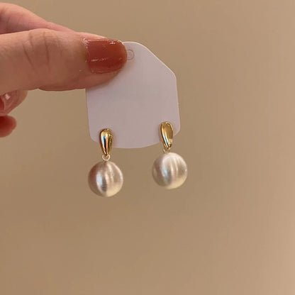 Frosted brushed ball stud earrings, gold-tone post and silver-tone ball drop
