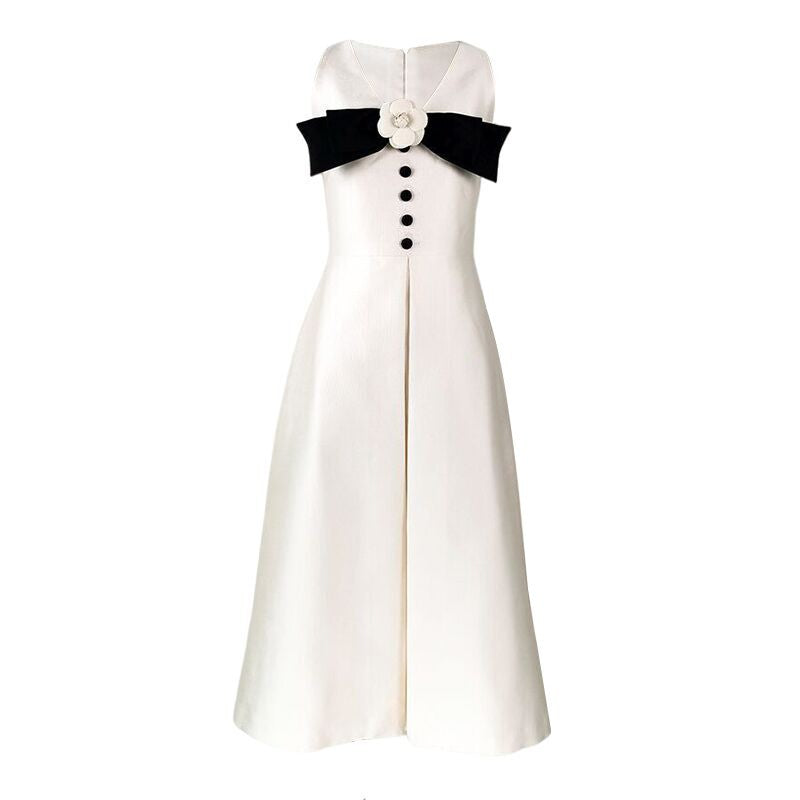Sleeveless Black and White Contrast Dress, image 5 of 9