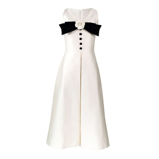 Sleeveless Black and White Contrast Dress, image 5 of 9