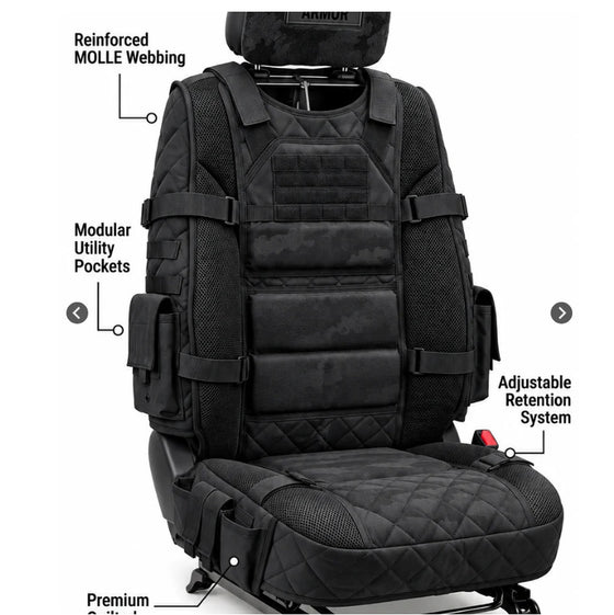 Car Seat Cover in Army Green, Khaki and Camouflage Black, image 2 of 8
