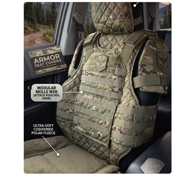Car Seat Cover in Army Green, Khaki and Camouflage Black, image 3 of 8