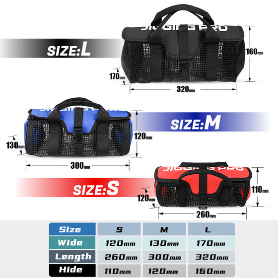 Mesh fishing bag in blue, medium size