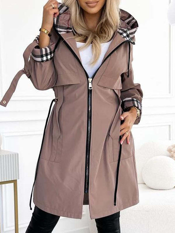 Hooded Check Casual Coat in 6 Colors, image 1 of 47