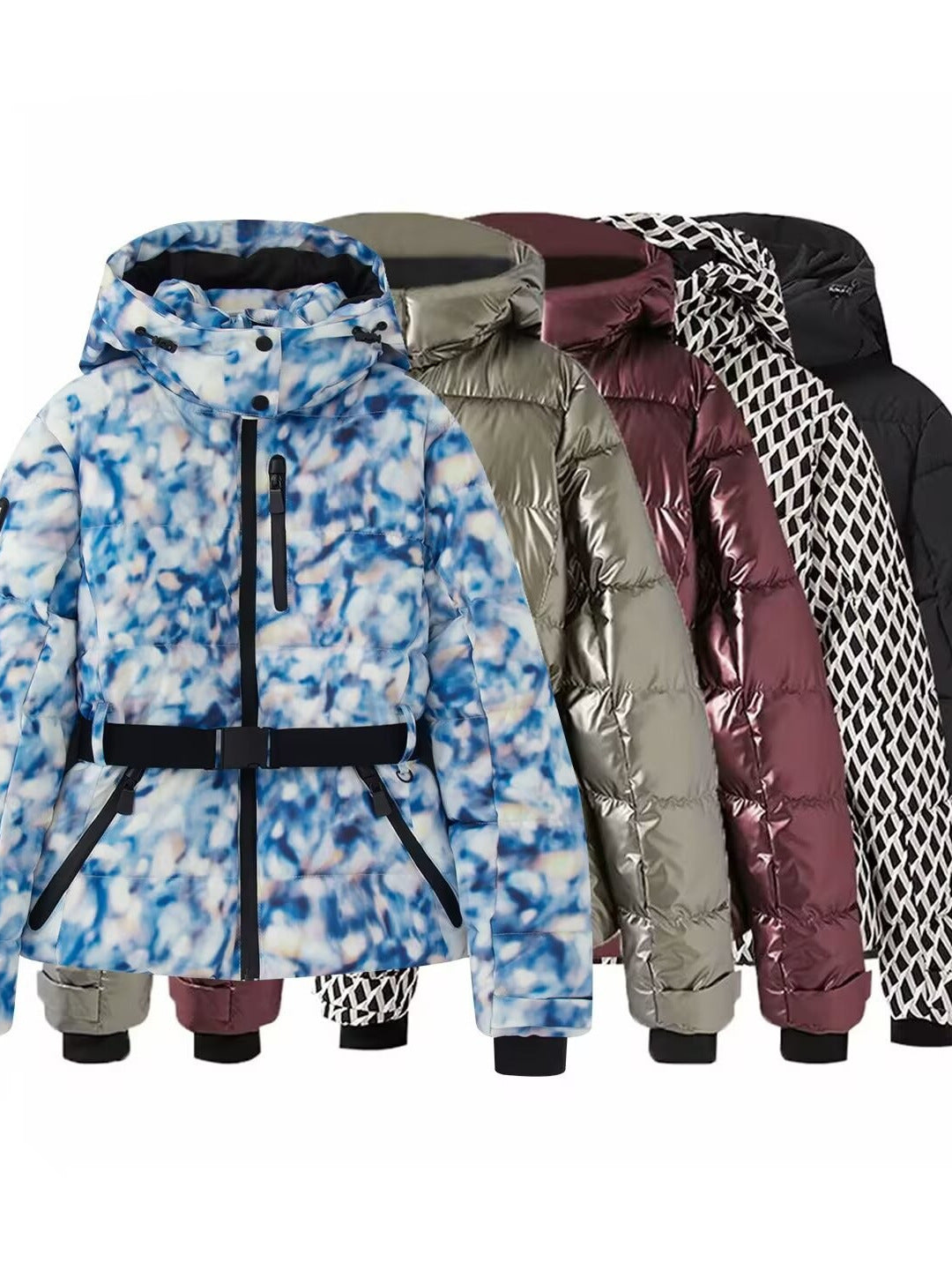 Belted Hooded Cotton-Padded Coat in Multiple Colors and Sizes, image 1 of 34