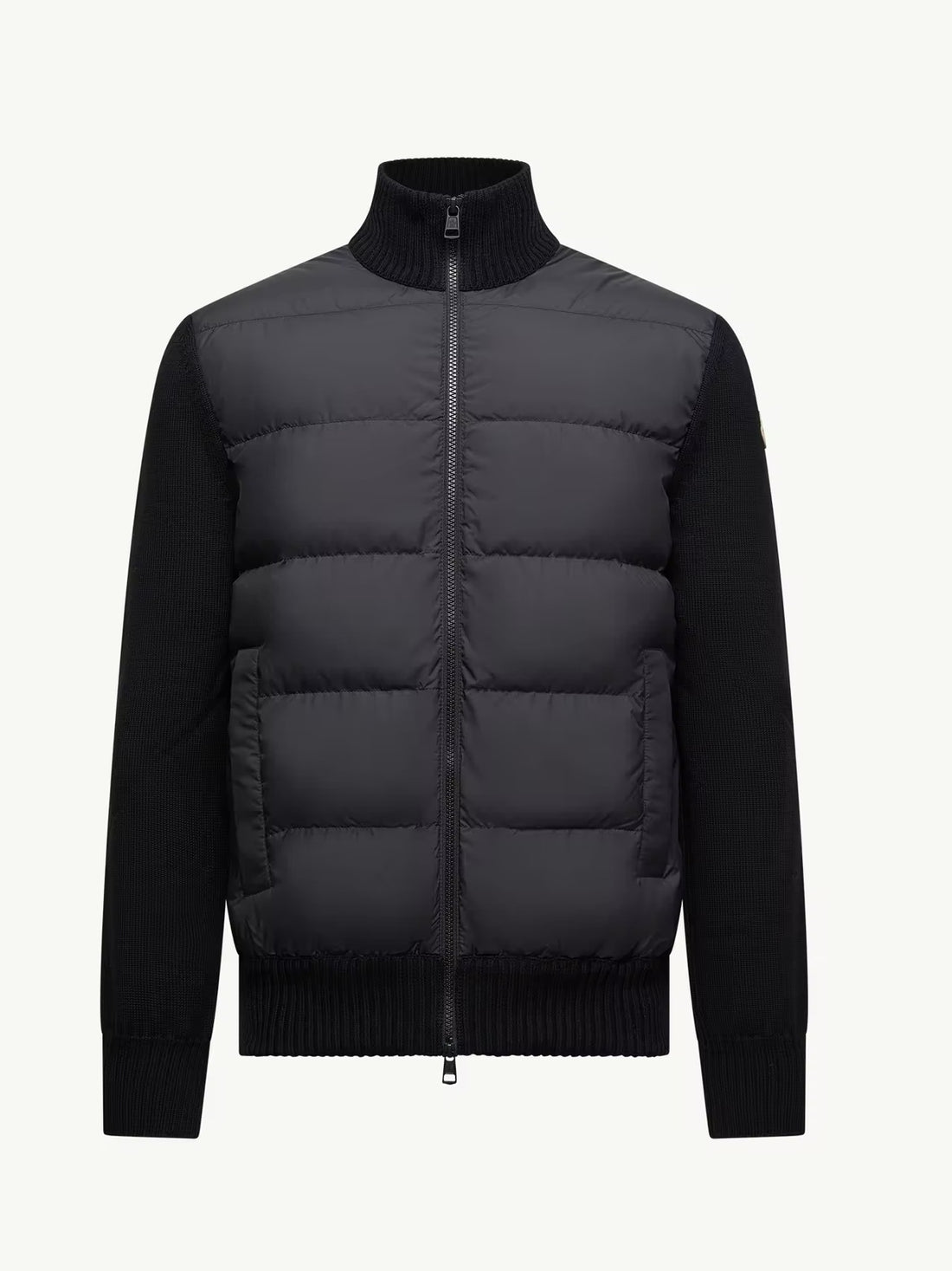 Patchwork Vertical Neck Sweater Coat in Brown, Navy and Black, image 3 of 23