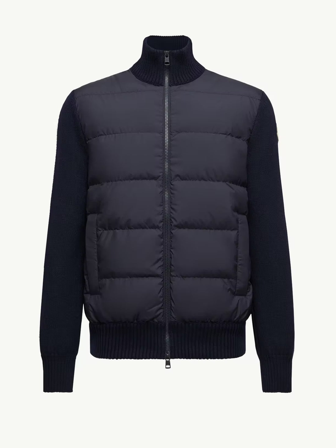 Patchwork Vertical Neck Sweater Coat in Brown, Navy and Black, image 5 of 23