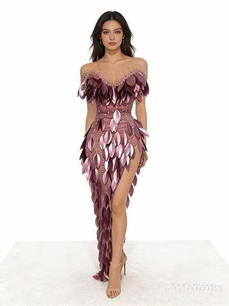 Blade Bright Diamond Tight Waist Dress in Grape Purple, image 1 of 9