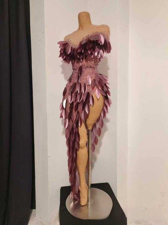 Blade Bright Diamond Tight Waist Dress in Grape Purple, image 3 of 9