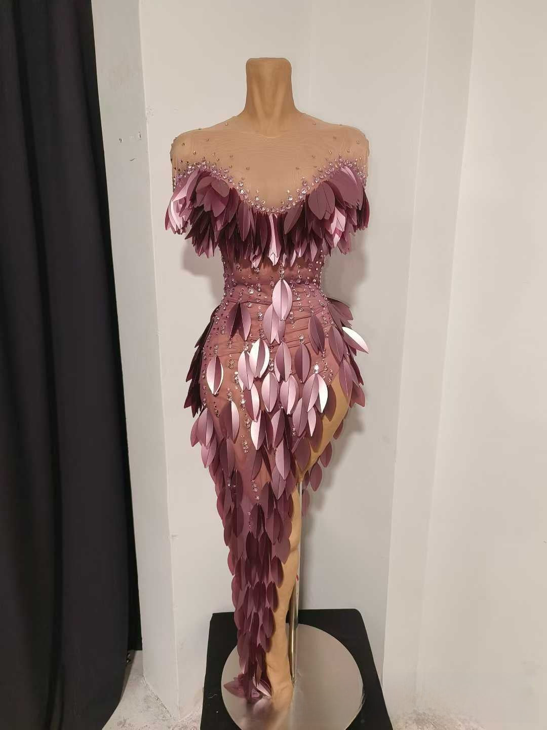 Blade Bright Diamond Tight Waist Dress in Grape Purple, image 4 of 9