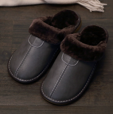 Men's Indoor Cotton Slippers in Gray, Navy, Black and Brown, image 1 of 13