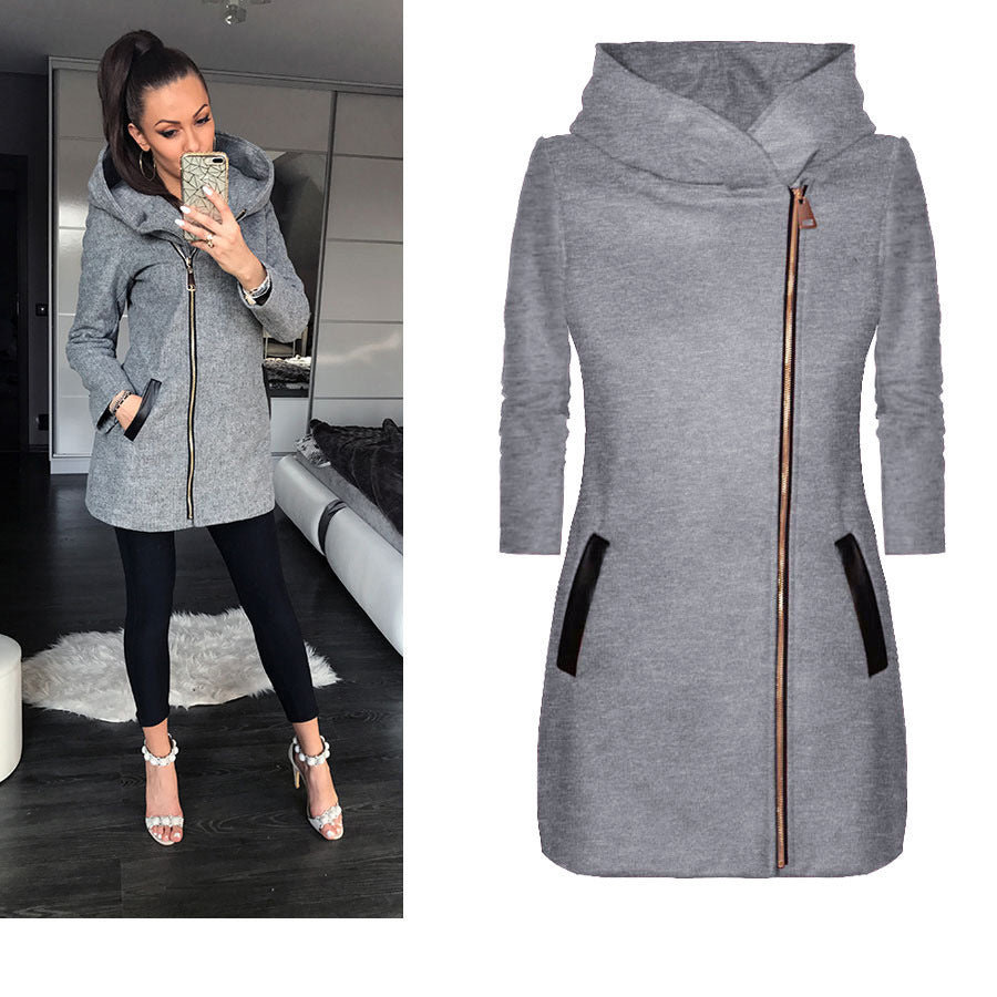 Women's Side Zipper Coat, 3 Colors, S to XL, image 3 of 17