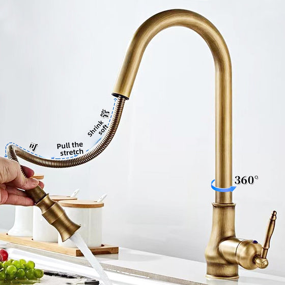European-Style Pull Faucet in Antique, Gold, Black and Electroplated, image 1 of 16